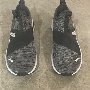 Women’s new Puma Charcoal and Black Slip-On Sneakers